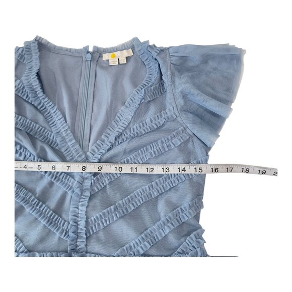 Boden Women Tulle Light Blue Flutter Sleeve Midi Dress Mesh Fabric Women US 8P - Picture 7 of 13